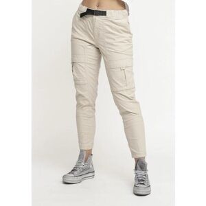 Women's Beige Cargo Pants with Utility Belt